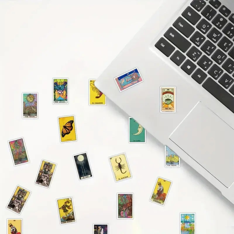 Waterproof Tarot Stickers | 25 Assorted Fade-Resistant Mystic Decals