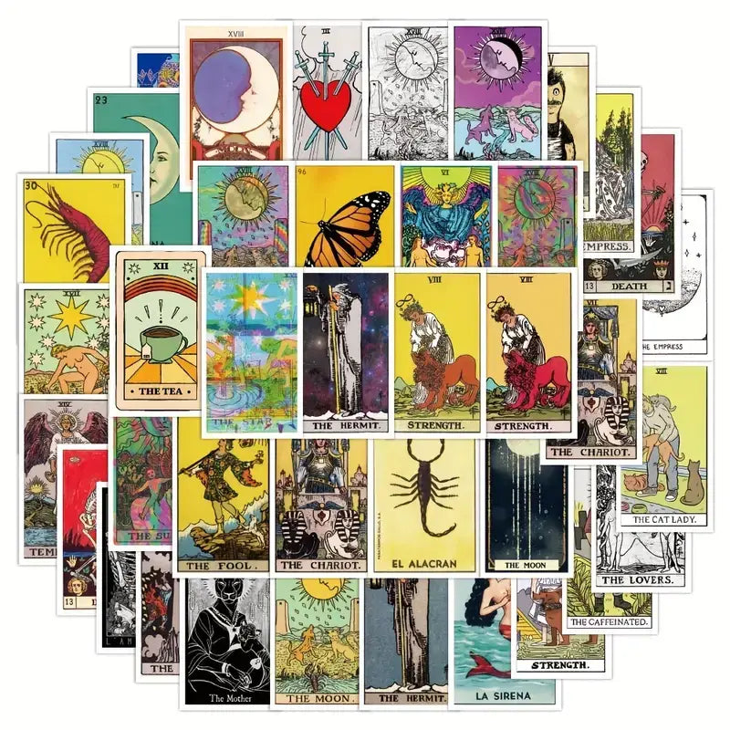 Waterproof Tarot Stickers | 25 Assorted Fade-Resistant Mystic Decals