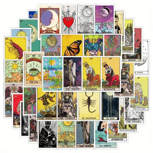 Waterproof Tarot Stickers | 25 Assorted Fade-Resistant Mystic Decals