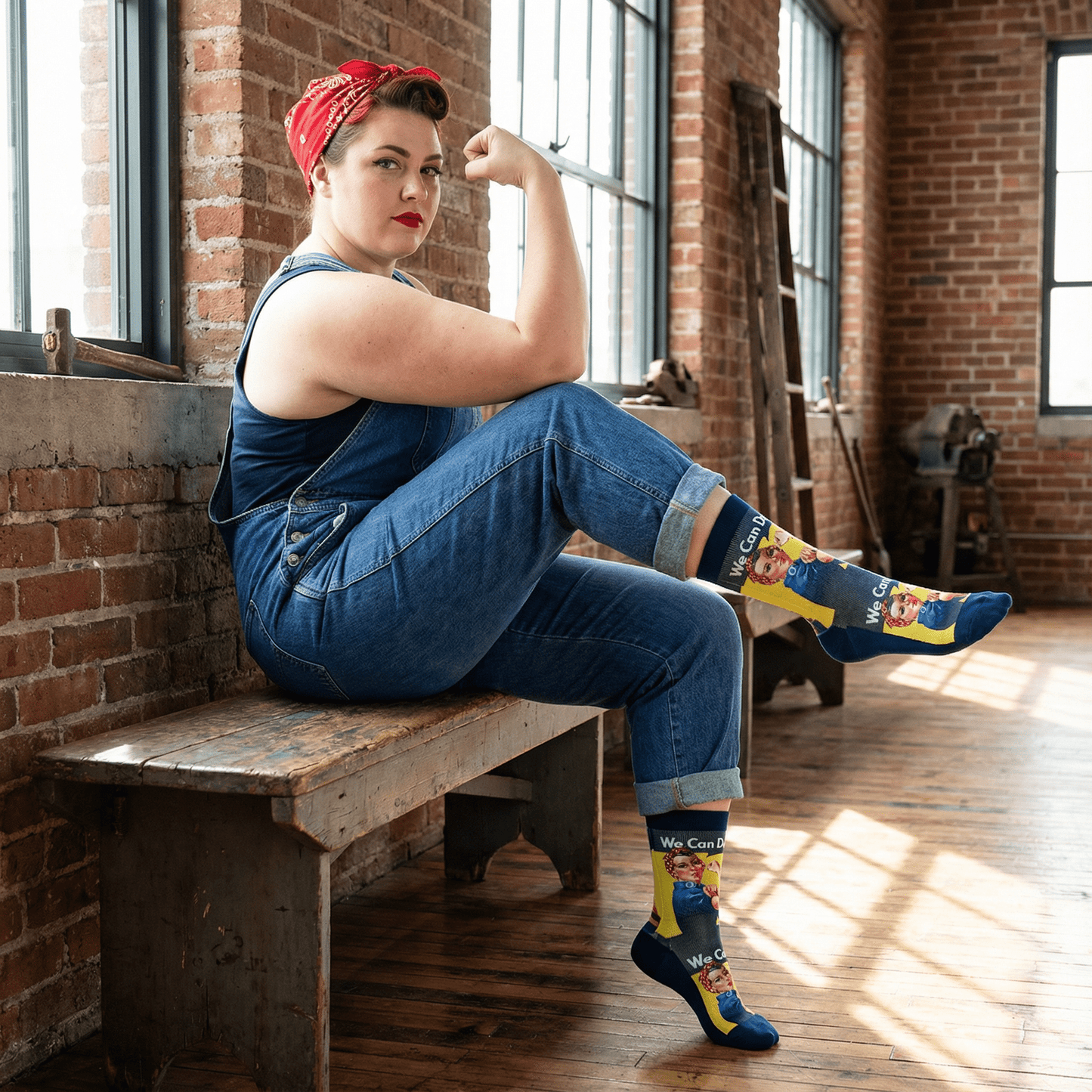 We Can Do It Women’s Rosie the Riveter Socks | Empowering Feminist Crew Socks