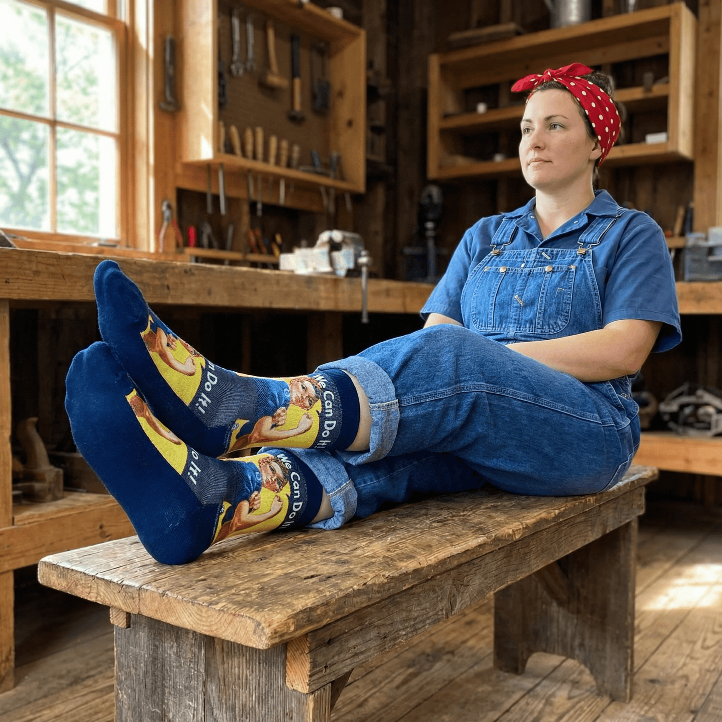 We Can Do It Women’s Rosie the Riveter Socks | Empowering Feminist Crew Socks