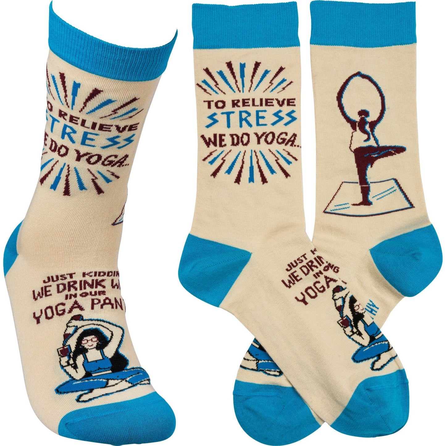 We Drink Wine In Our Yoga Pants Funny Novelty Socks