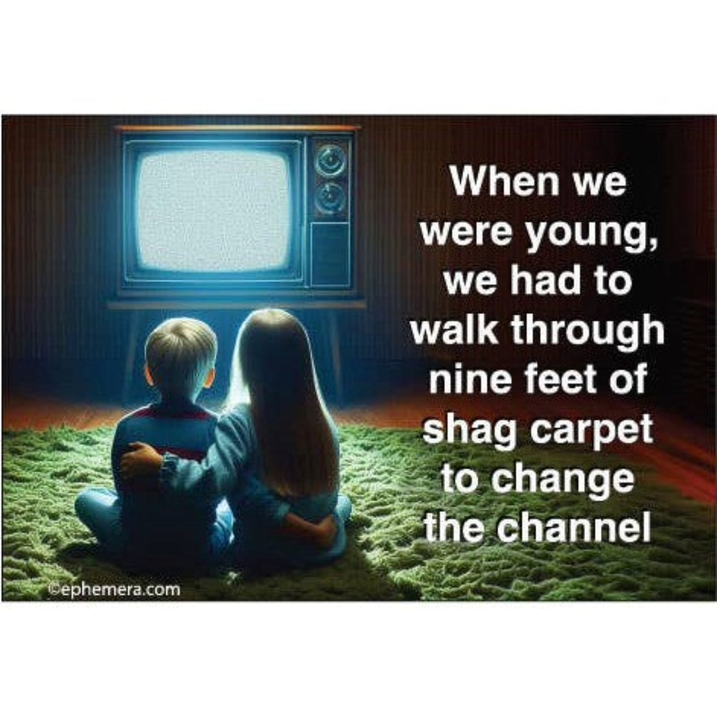 We Had To Walk Through Nine Feet Of Shag Carpet To Change The Channel Rectangular Magnet | Magnetic Surface Fridge Magnet Decor | 3" x 2"-Ephemera-The Bullish Store