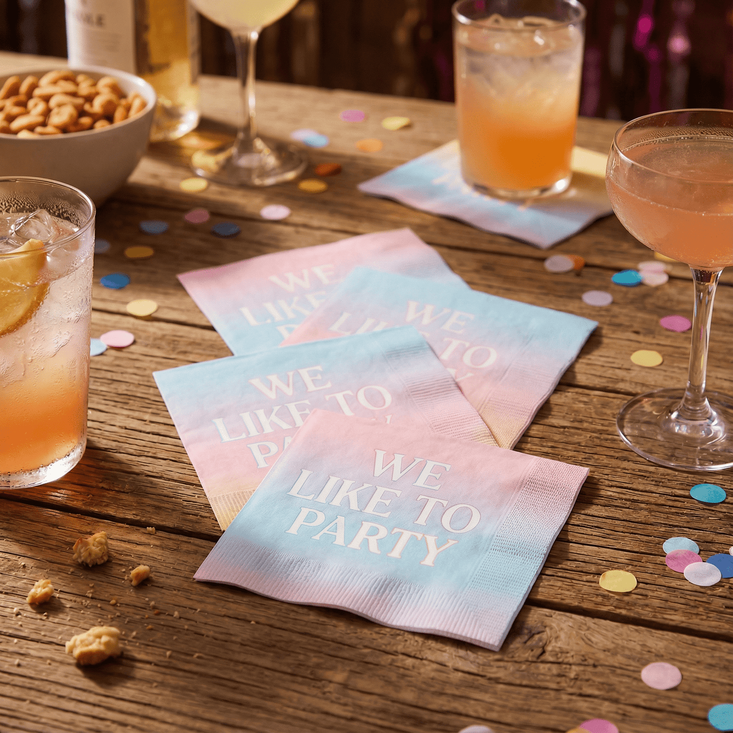 We Like To Party Beverage Napkins | Party Cocktail Paper Napkin | 5"