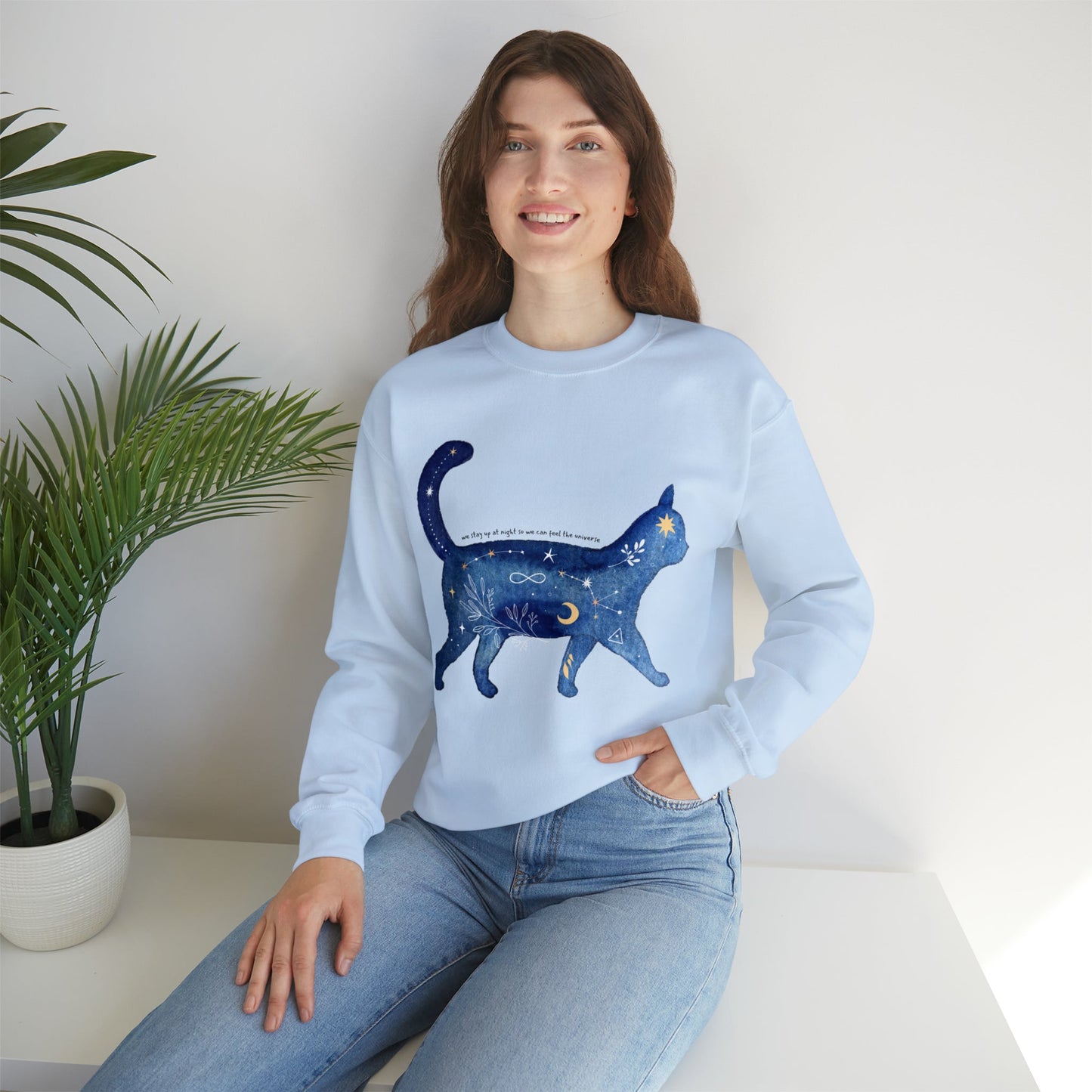 We Stay Up At Night Cat Constellation Unisex Heavy Blend™ Crewneck Sweatshirt