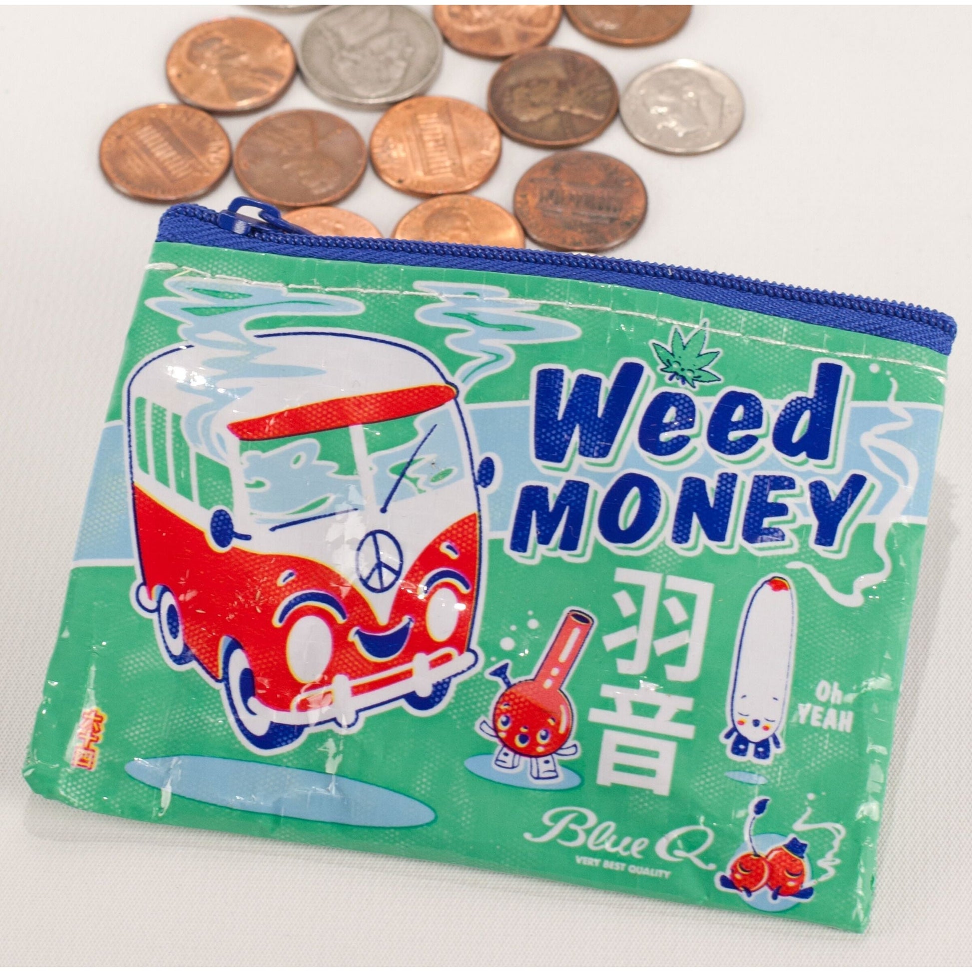 Weed Money Recycled Material Cool Coin Purse | Recycled Material | 3"h x 4"w | BlueQ at GetBullish