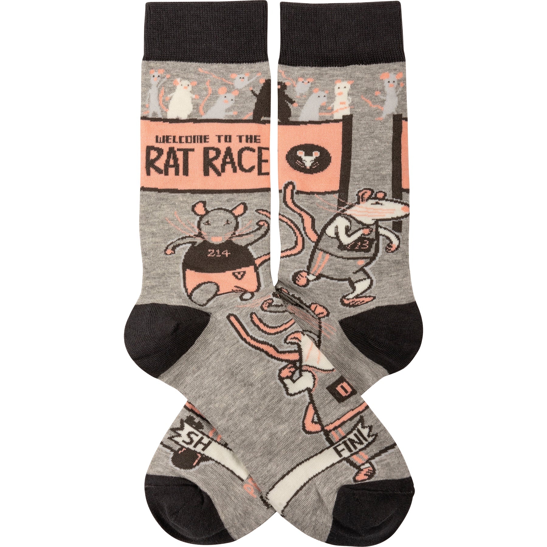 Welcome To The Rat Race Funny Socks in Gray | Unisex | Gift for Her