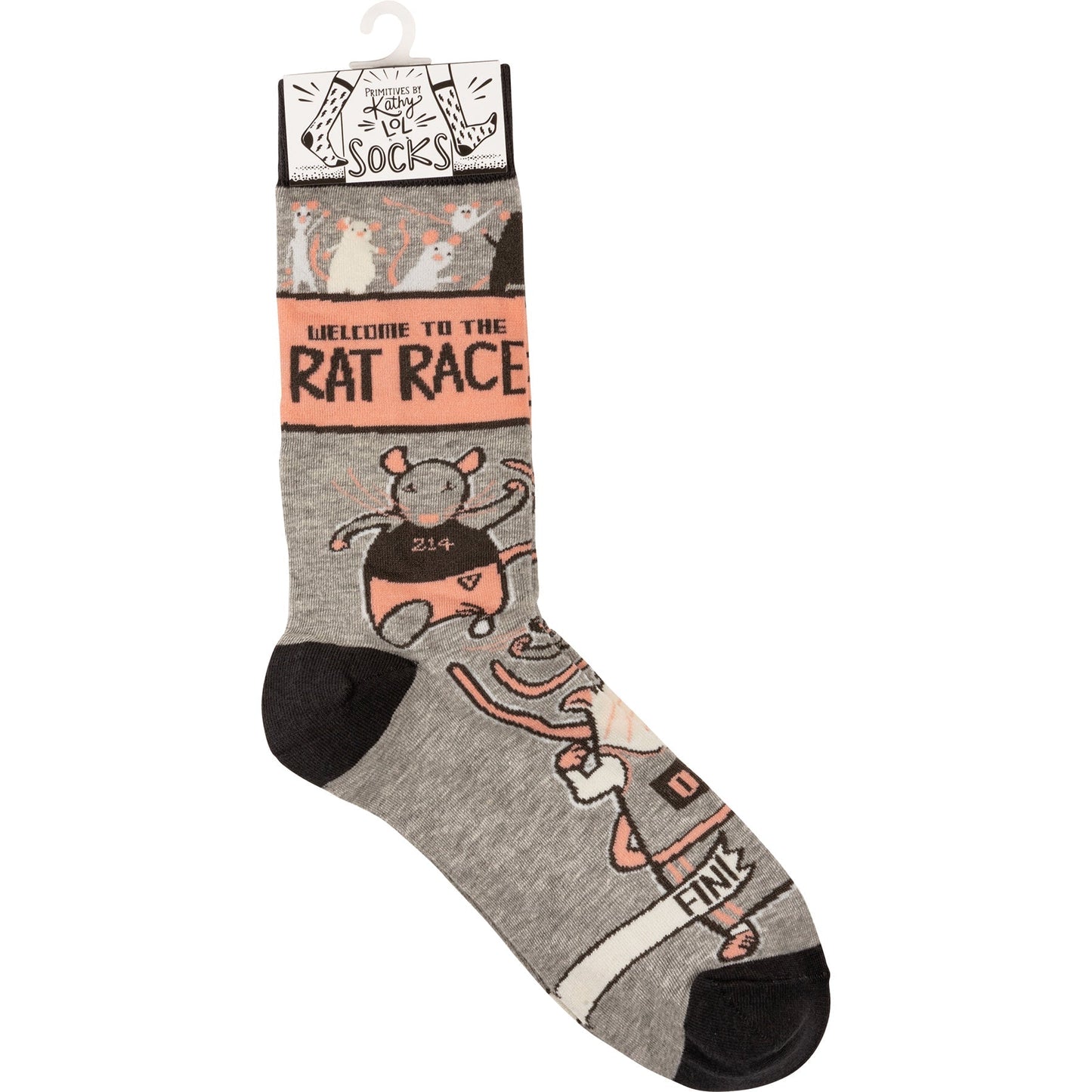 Welcome To The Rat Race Funny Socks in Gray | Unisex | Gift for Her