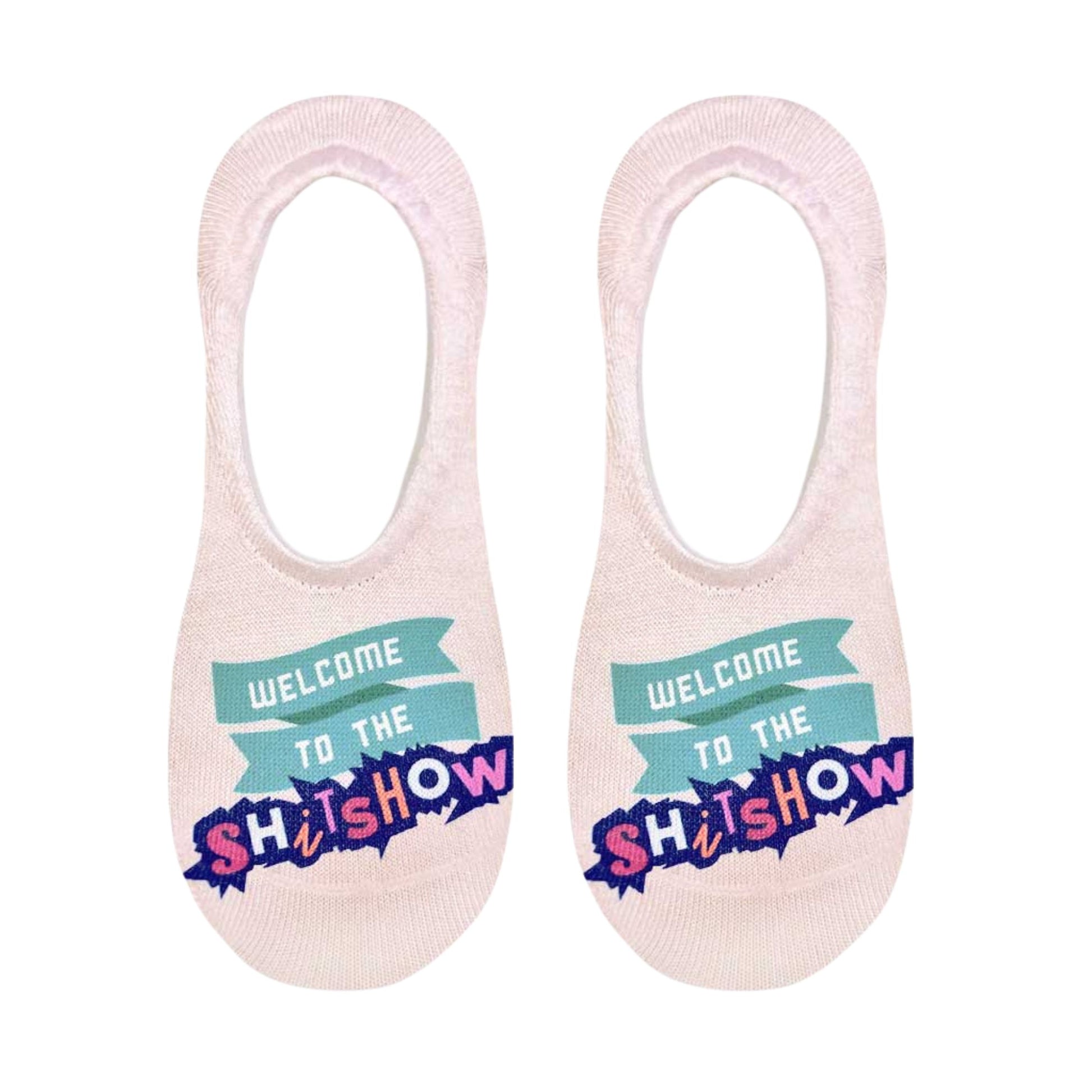 Welcome to the S Show No-Show Liner Socks in Pink | No-slip Grip Footies Invisible Half Socks