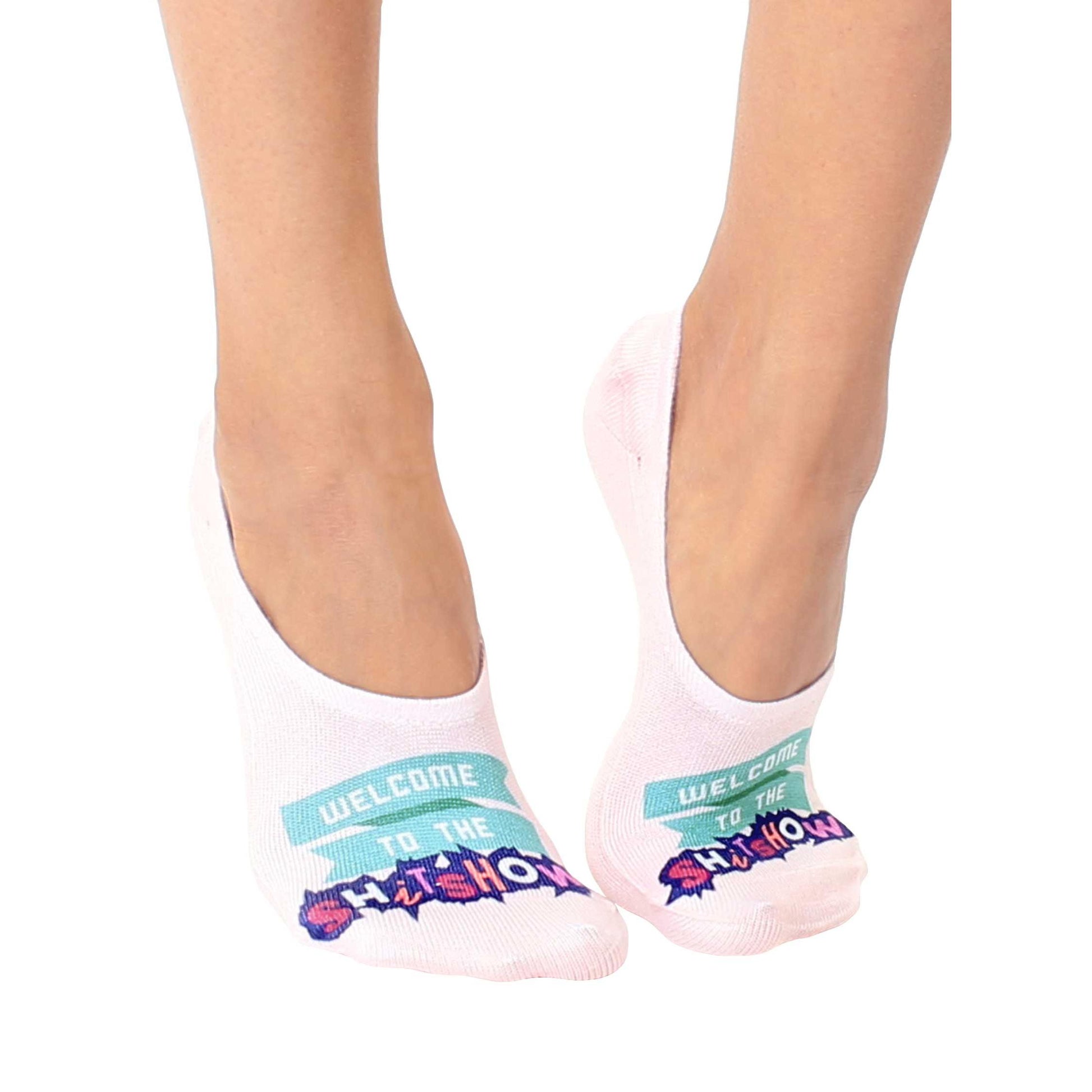 Welcome to the S Show No-Show Liner Socks in Pink | No-slip Grip Footies Invisible Half Socks