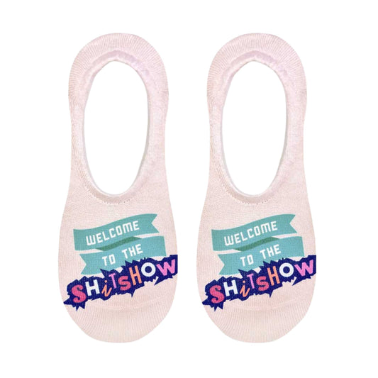 Welcome to the S Show No-Show Liner Socks in Pink | No-slip Grip Footies Invisible Half Socks