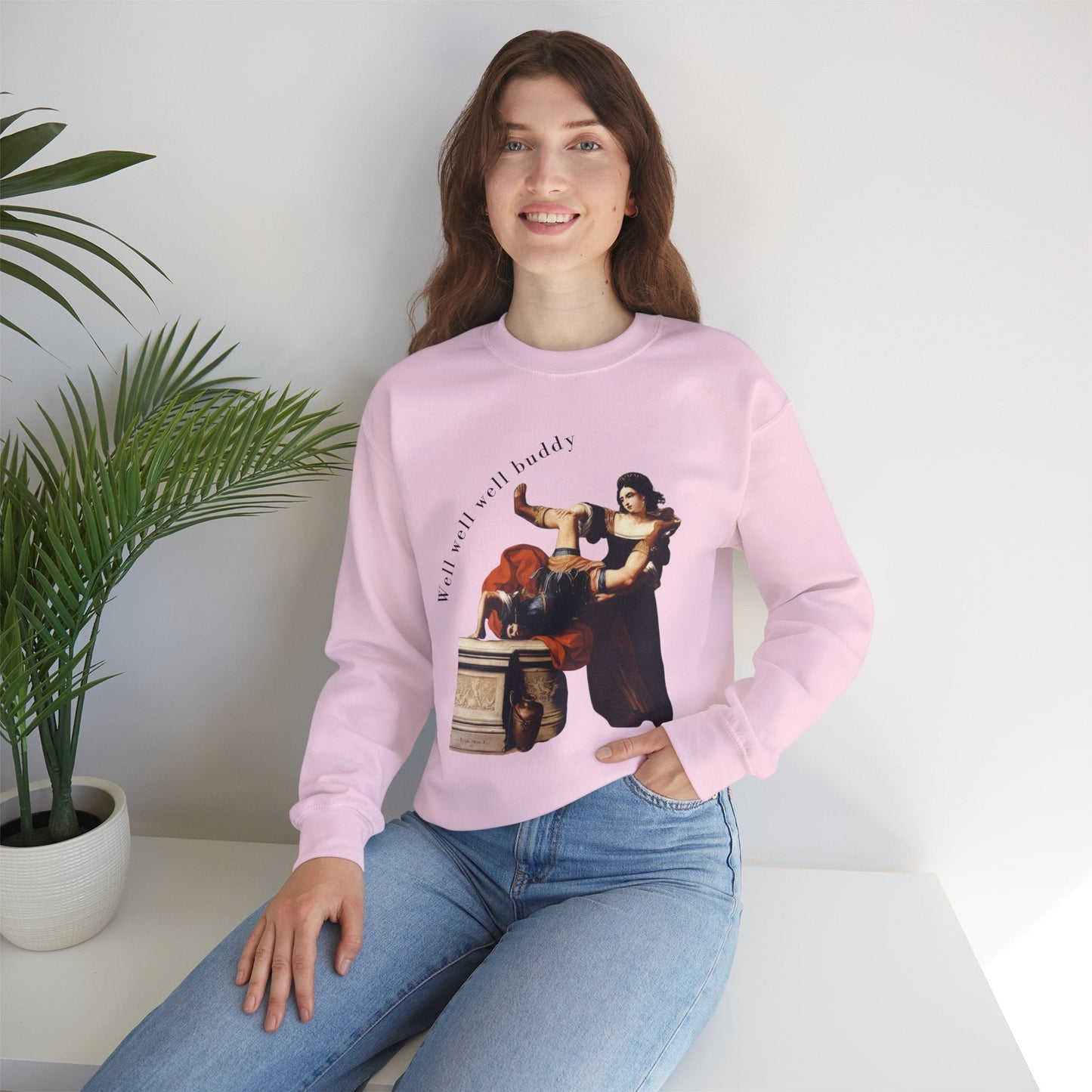 Well Well Well Buddy Timoclea Kills the Captain of Alexander the Great Unisex Heavy Blend™ Crewneck Sweatshirt (Sizes S-5X)