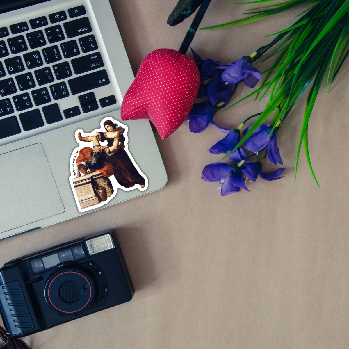 Well Well Well Buddy Timoclea Kills the Captain of Alexander the Great Vinyl Sticker Elisabetta Sirani Painting