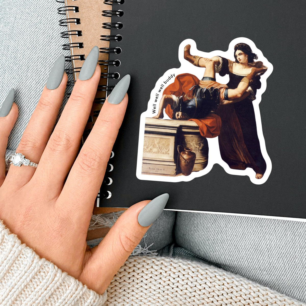 Well Well Well Buddy Timoclea Kills the Captain of Alexander the Great Vinyl Sticker Elisabetta Sirani Painting
