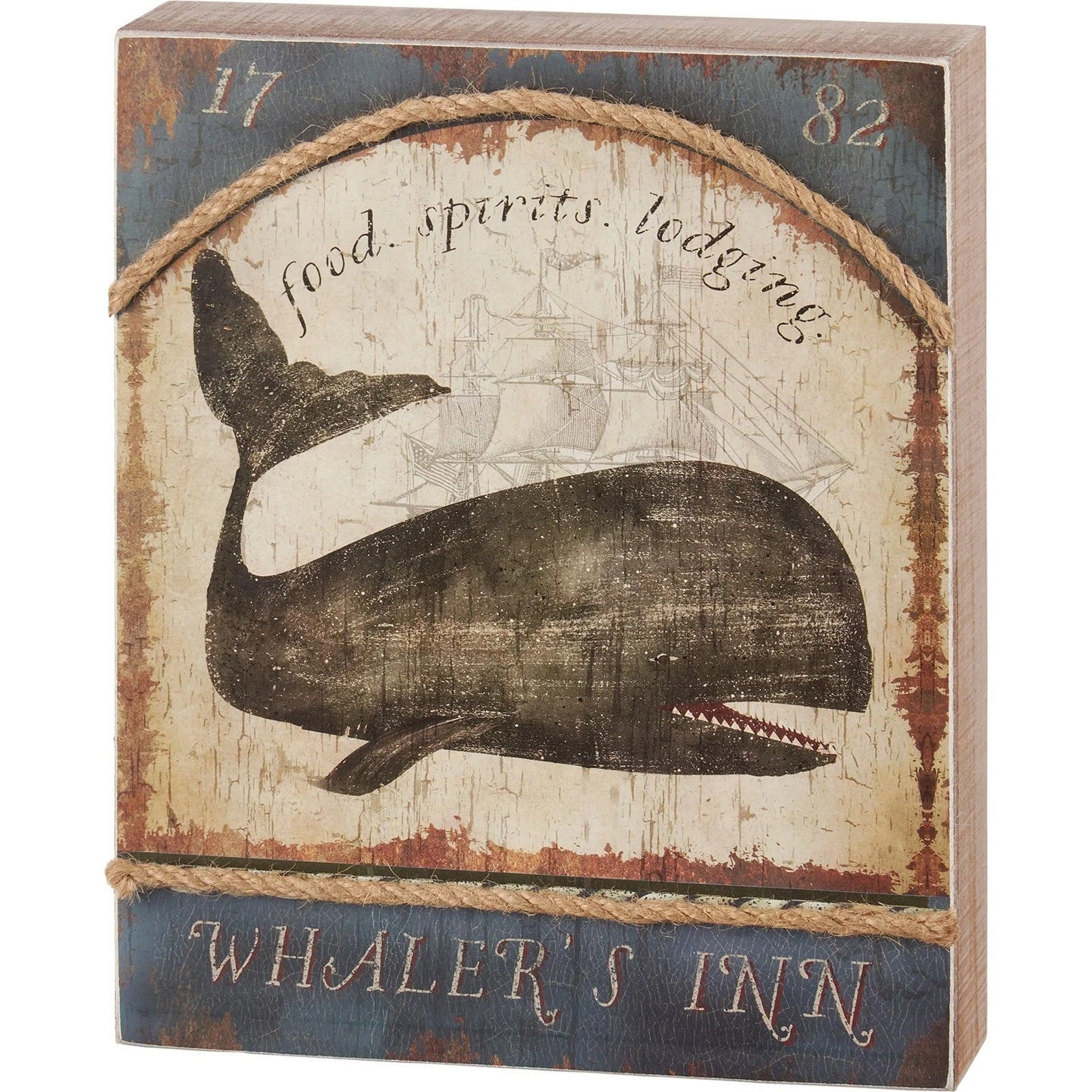 Whaler's Inn Pub Sign for Home Bar | Nautical Themed Rustic Wooden Decor | 8" x 10"