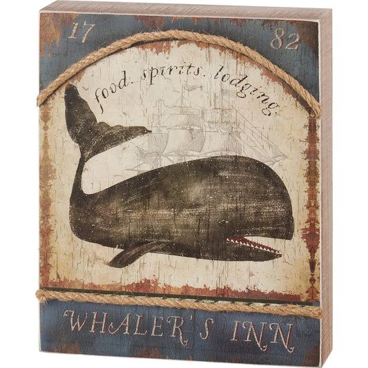 Whaler's Inn Pub Sign for Home Bar | Nautical Themed Rustic Wooden Decor | 8" x 10"