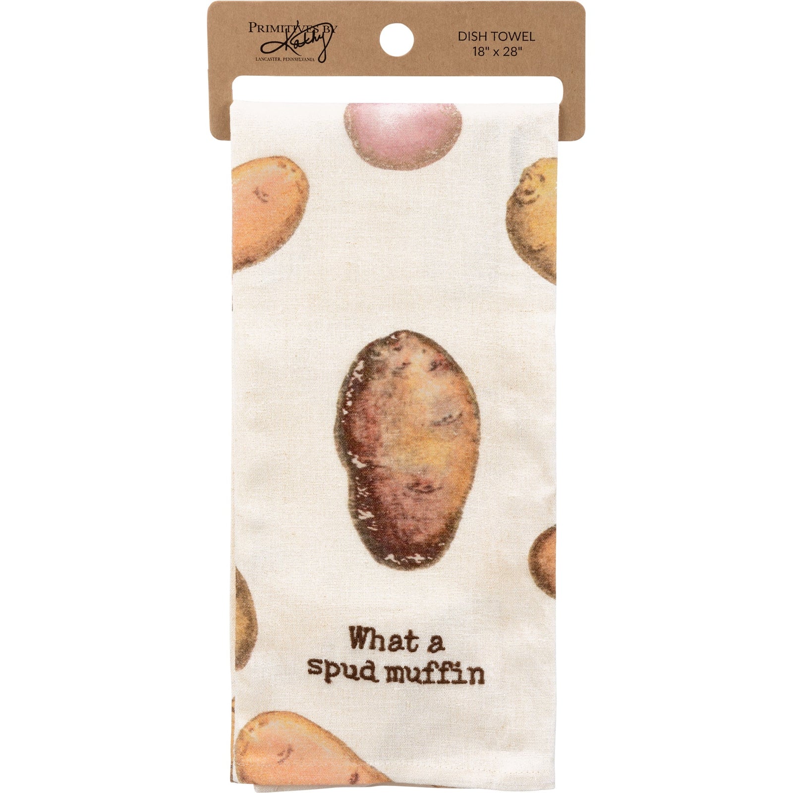 What A Spud Muffin Kitchen Towel | Retro Style Hand Tea Dish Cloth | 18" x 28"