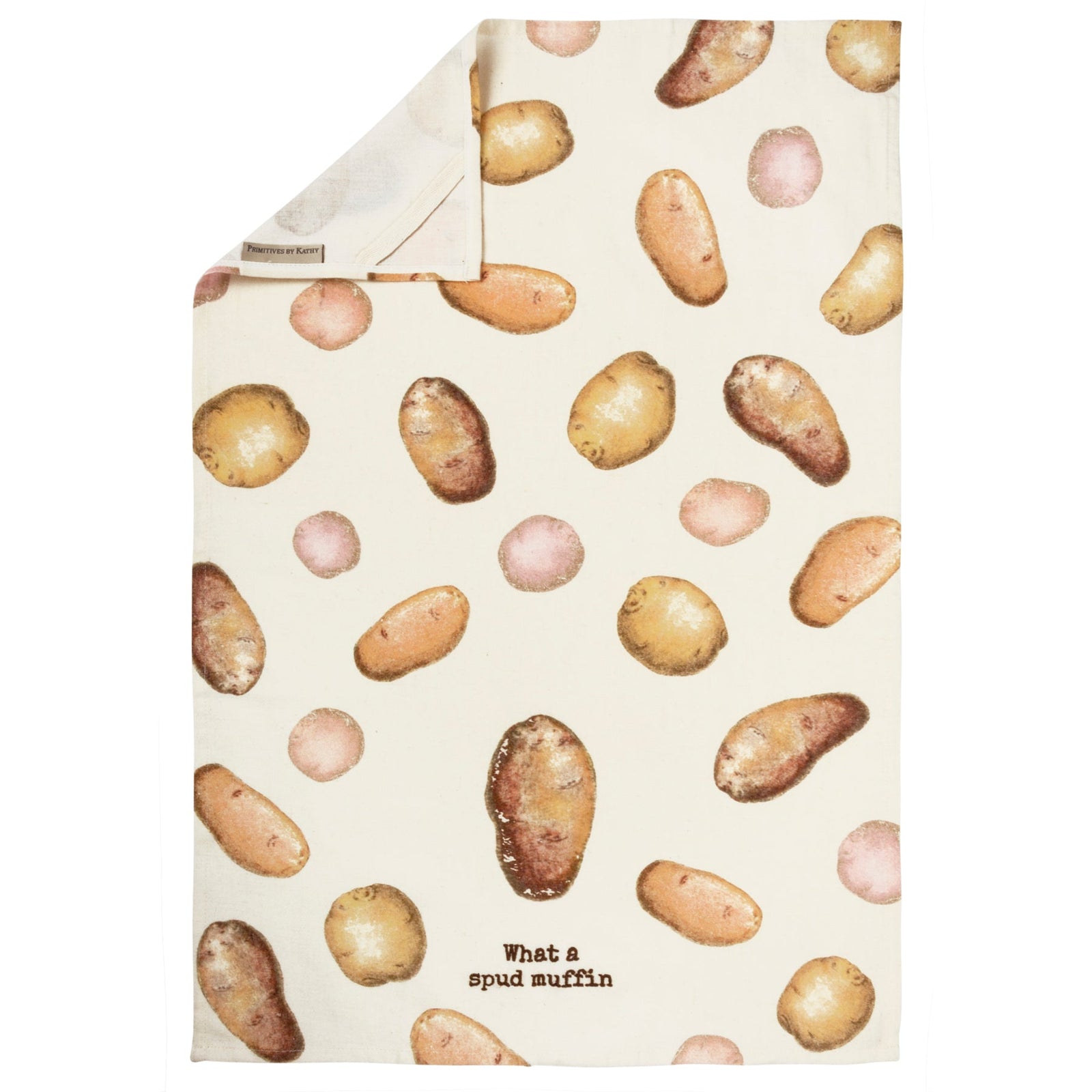 What A Spud Muffin Kitchen Towel | Retro Style Hand Tea Dish Cloth | 18" x 28"