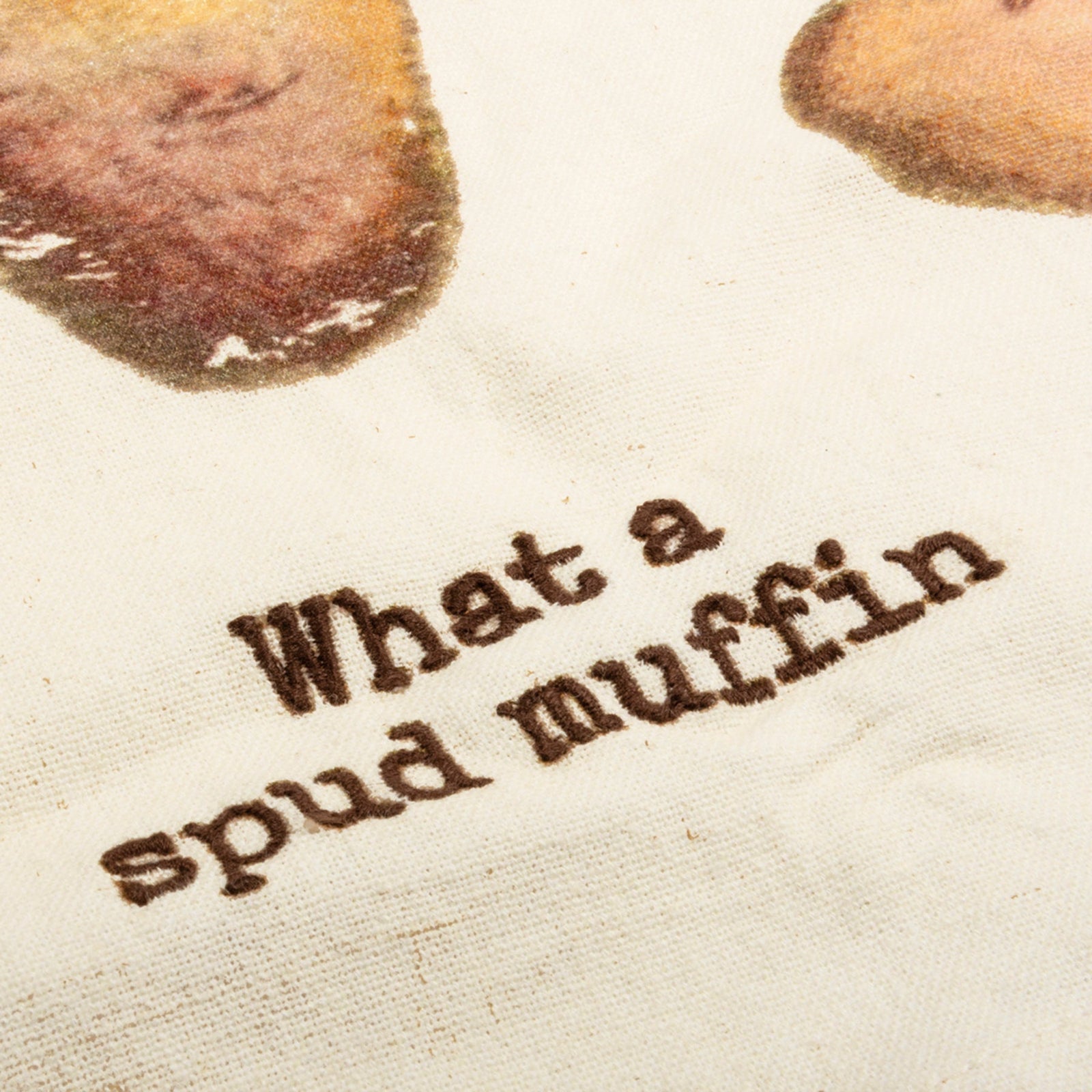 What A Spud Muffin Kitchen Towel | Retro Style Hand Tea Dish Cloth | 18" x 28"