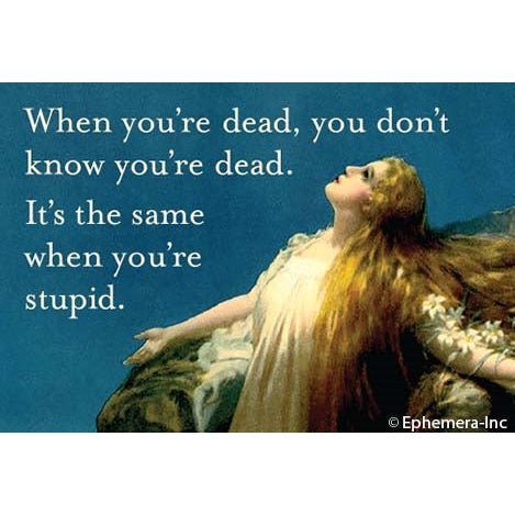 When You're Dead You Don't Know You're Dead It's The Same When You're Stupid Rectangular Fridge Magnet