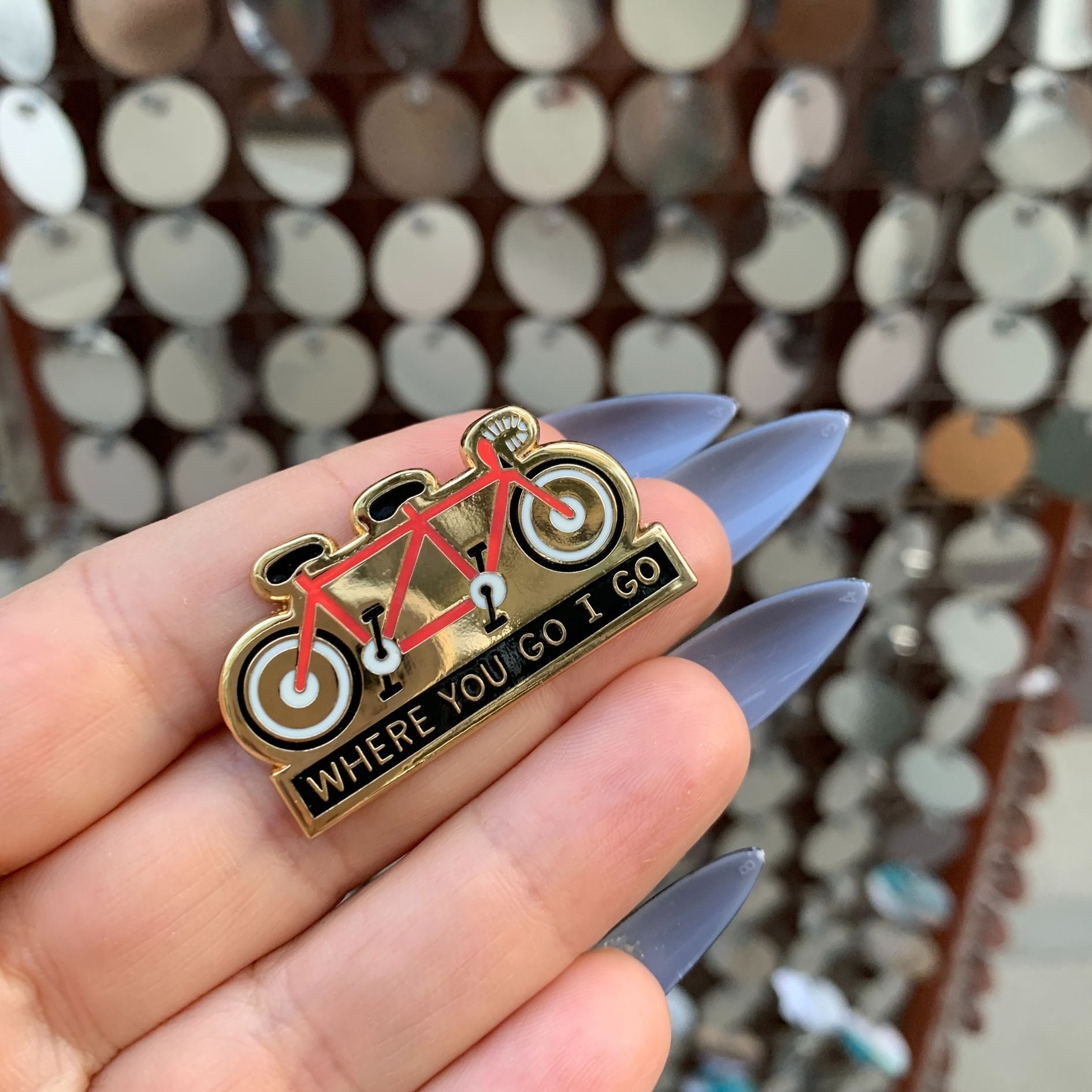 Where You Go I Go - Where You Stay I Stay Enamel Pin in Tandem Bike