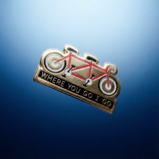 Where You Go I Go - Where You Stay I Stay Enamel Pin in Tandem Bike