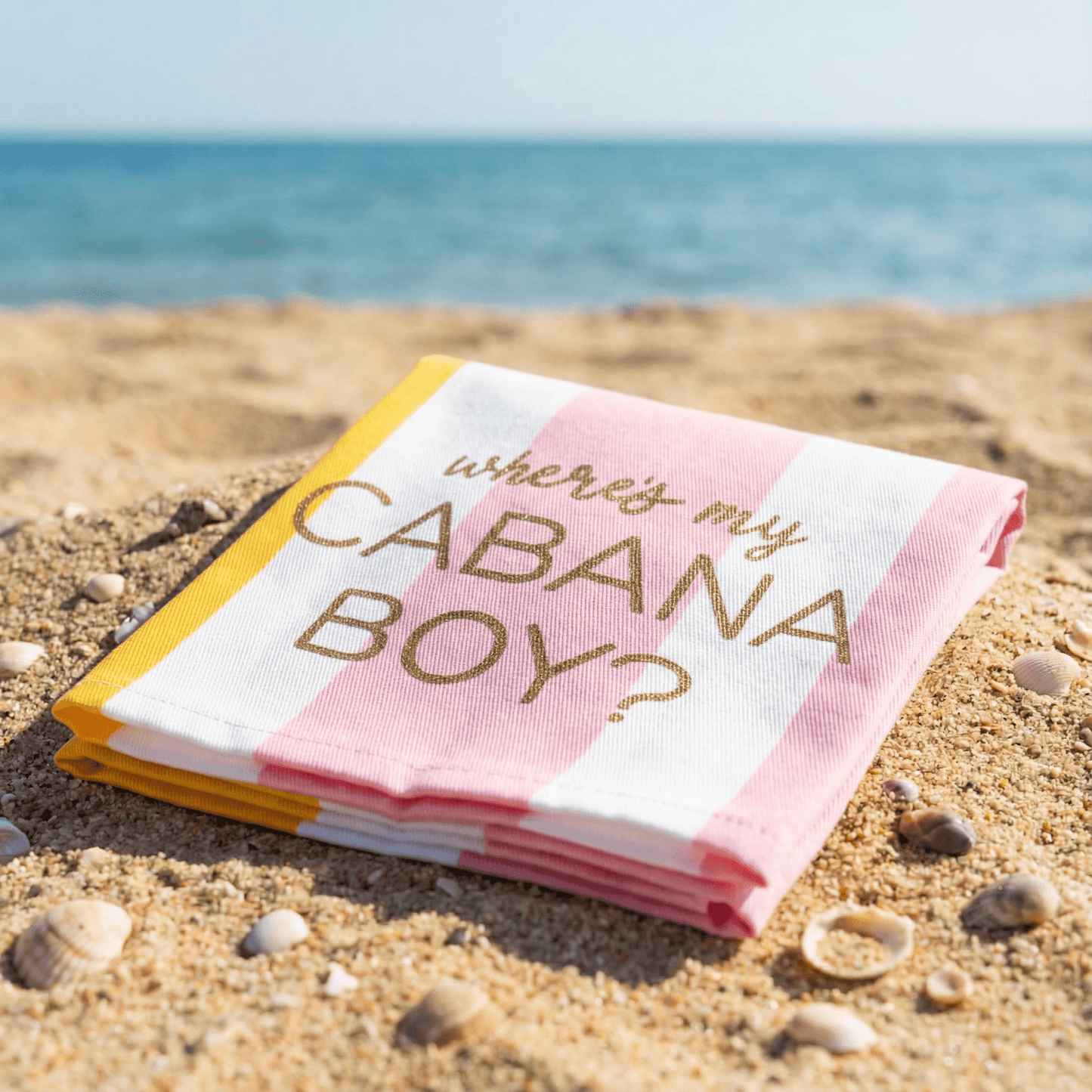Where's My Cabana Boy Tea Towel in Multicolor Stripes | Cotton Kitchen Hand Dish Cloth | 28" L x 18"
