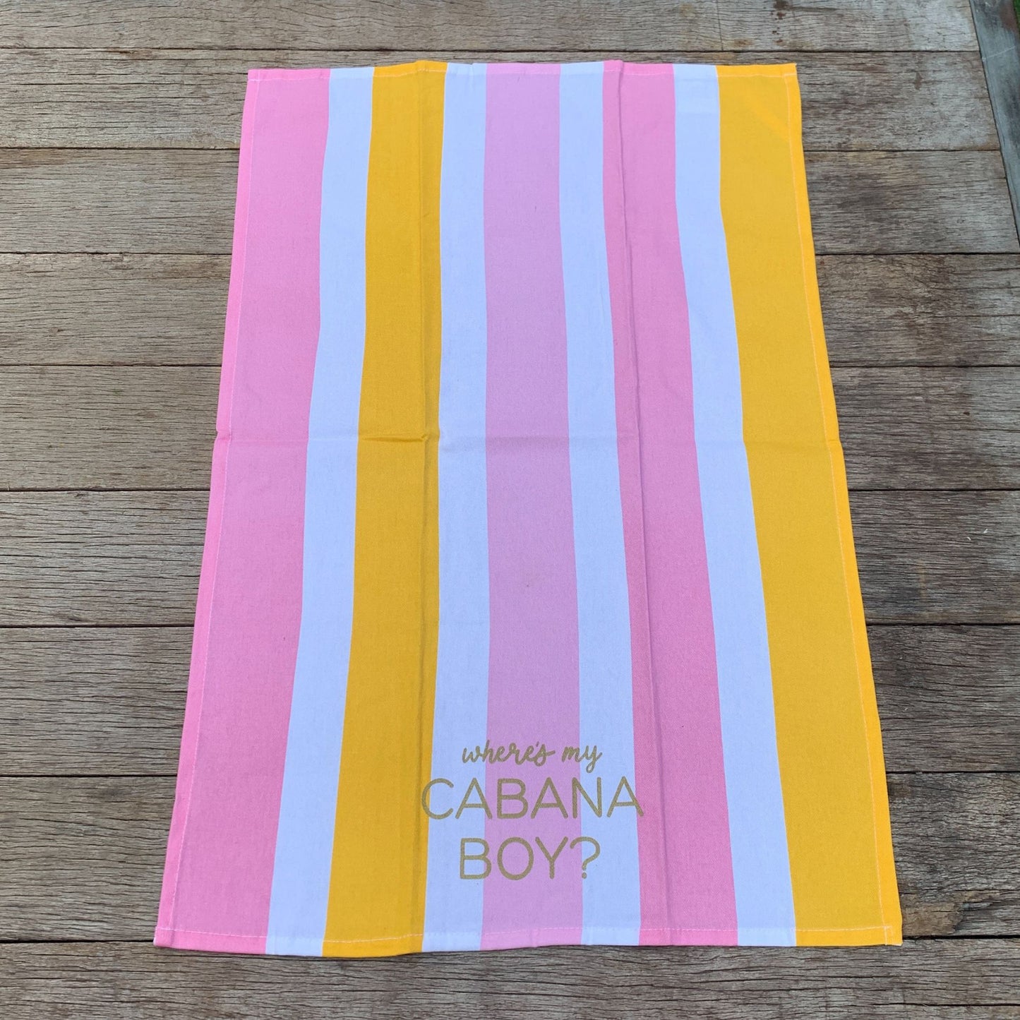 Where's My Cabana Boy Tea Towel in Multicolor Stripes | Cotton Kitchen Hand Dish Cloth | 28" L x 18"