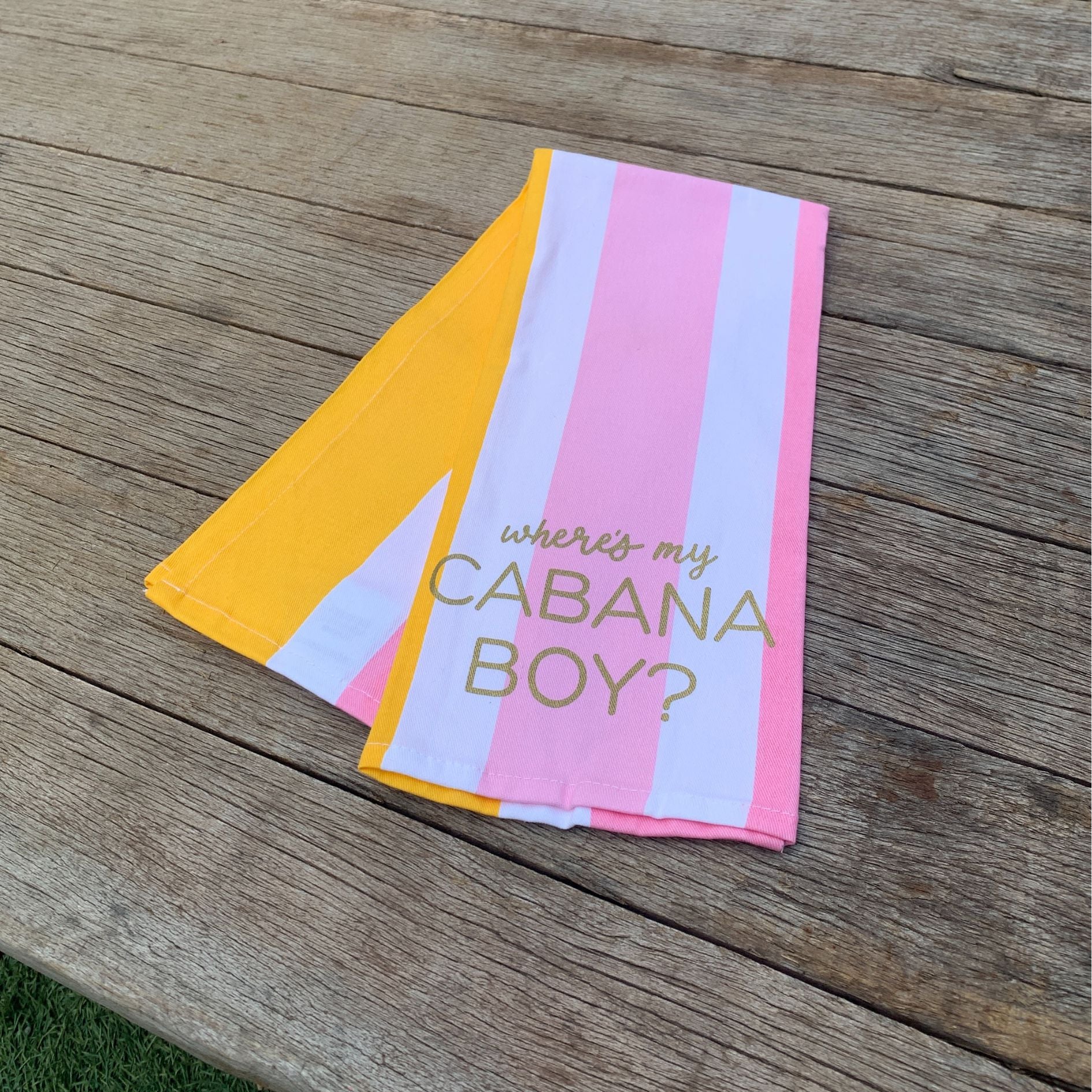 Where's My Cabana Boy Tea Towel in Multicolor Stripes | Cotton Kitchen Hand Dish Cloth | 28" L x 18"