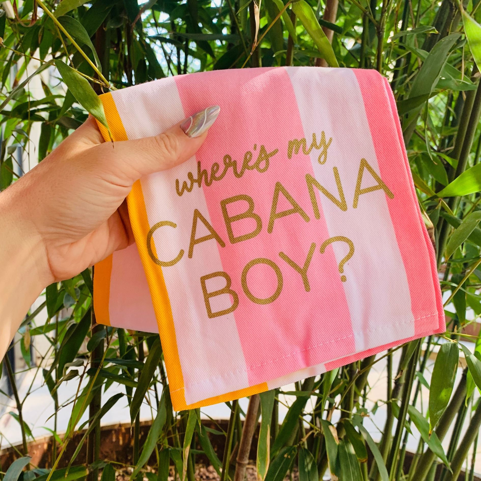 Where's My Cabana Boy Tea Towel in Multicolor Stripes | Cotton Kitchen Hand Dish Cloth | 28" L x 18"