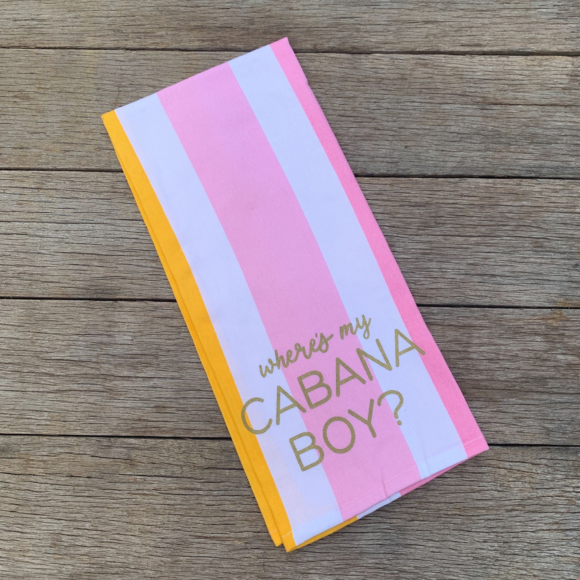 Where's My Cabana Boy Tea Towel in Multicolor Stripes | Cotton Kitchen Hand Dish Cloth | 28" L x 18"