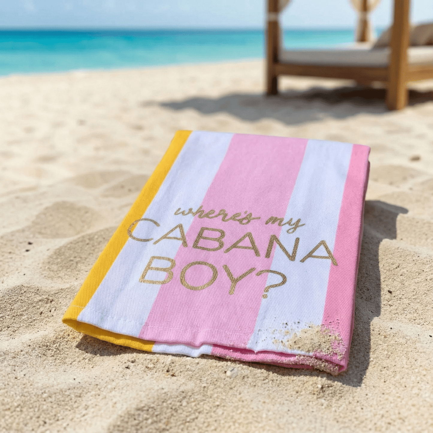 Where's My Cabana Boy Tea Towel in Multicolor Stripes | Cotton Kitchen Hand Dish Cloth | 28" L x 18"