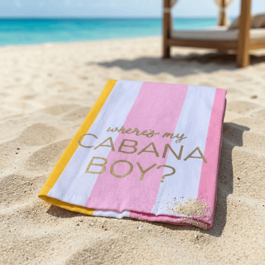 Where's My Cabana Boy Tea Towel in Multicolor Stripes | Cotton Kitchen Hand Dish Cloth | 28" L x 18"