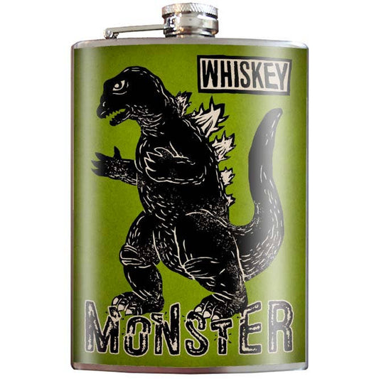 Whiskey Monster Liquor Flask | Lead-Free Stainless Steel | Godzilla