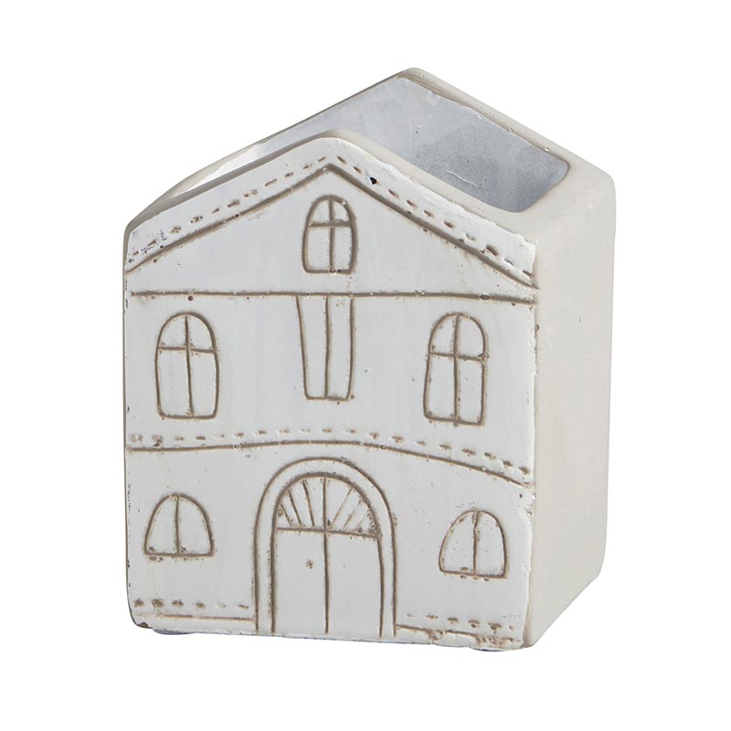 White House Planter or Pen Cup Small Cement Pot