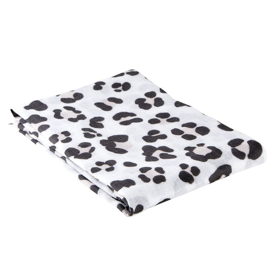 White Swaddle Blanket in Cheetah Print in Pink and Black Spots | 45" x 45" | Baby Toddler Gifts