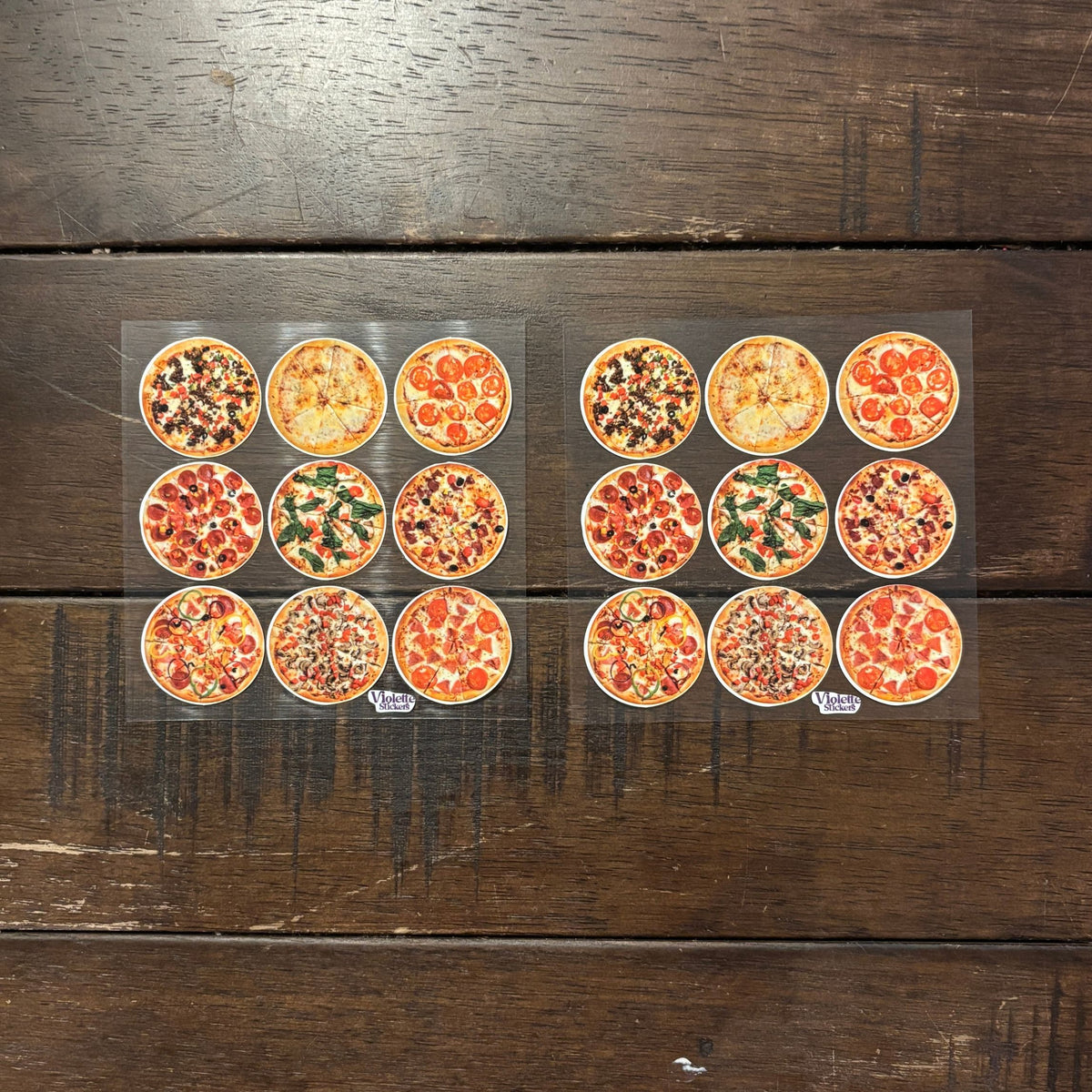 Whole Pizza Stickers | 4" x 4" Stickers | 2 Sheets-Violette Stickers-The Bullish Store