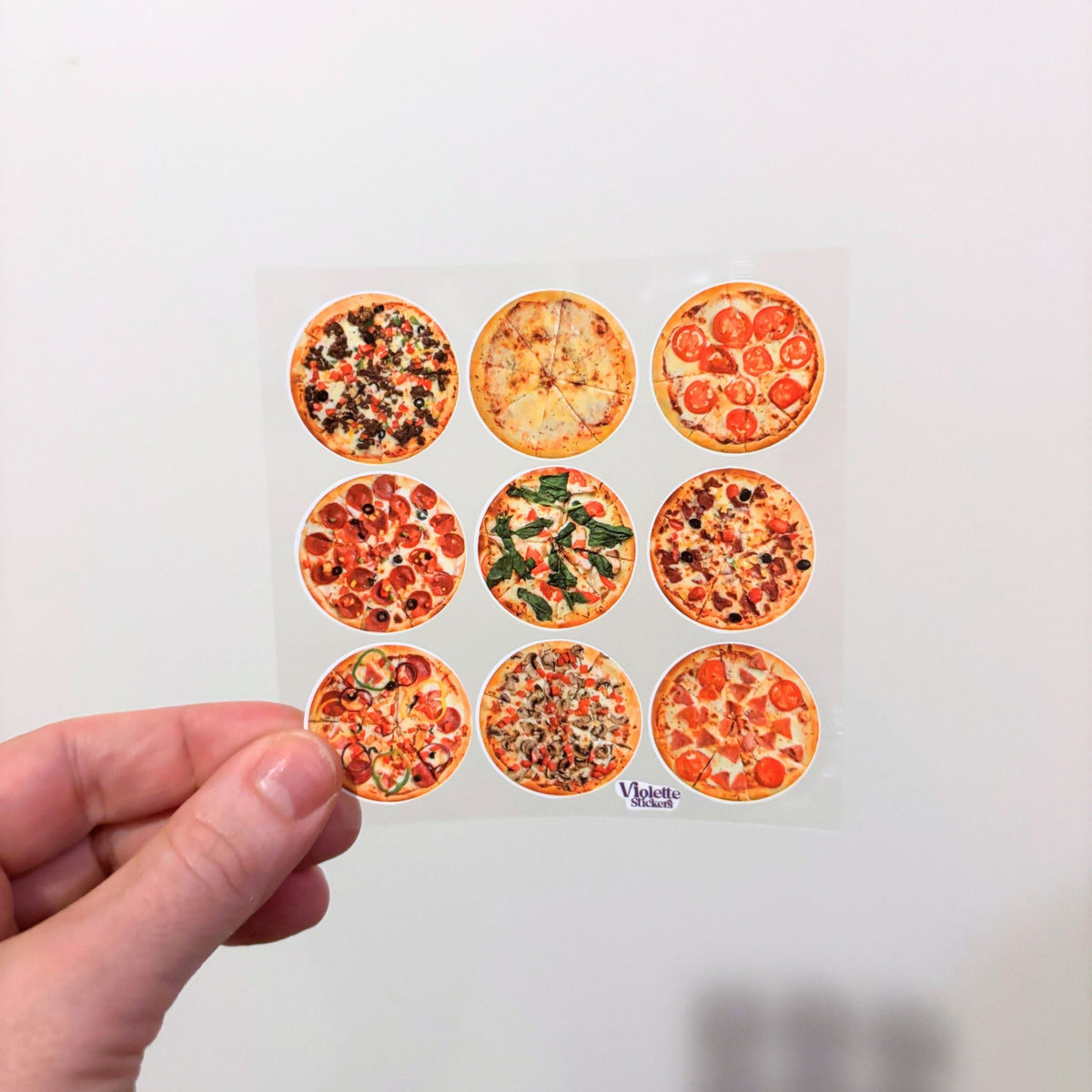 Whole Pizza Stickers | 4" x 4" Stickers | 2 Sheets-Violette Stickers-The Bullish Store