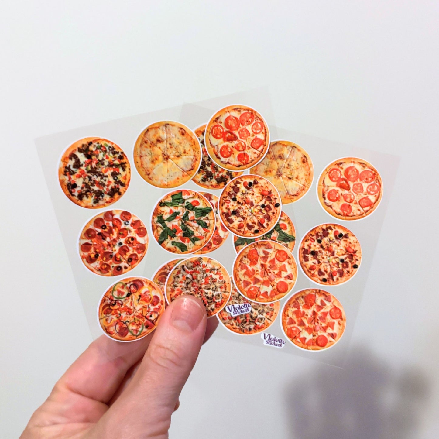Whole Pizza Stickers | 4" x 4" Stickers | 2 Sheets-Violette Stickers-The Bullish Store