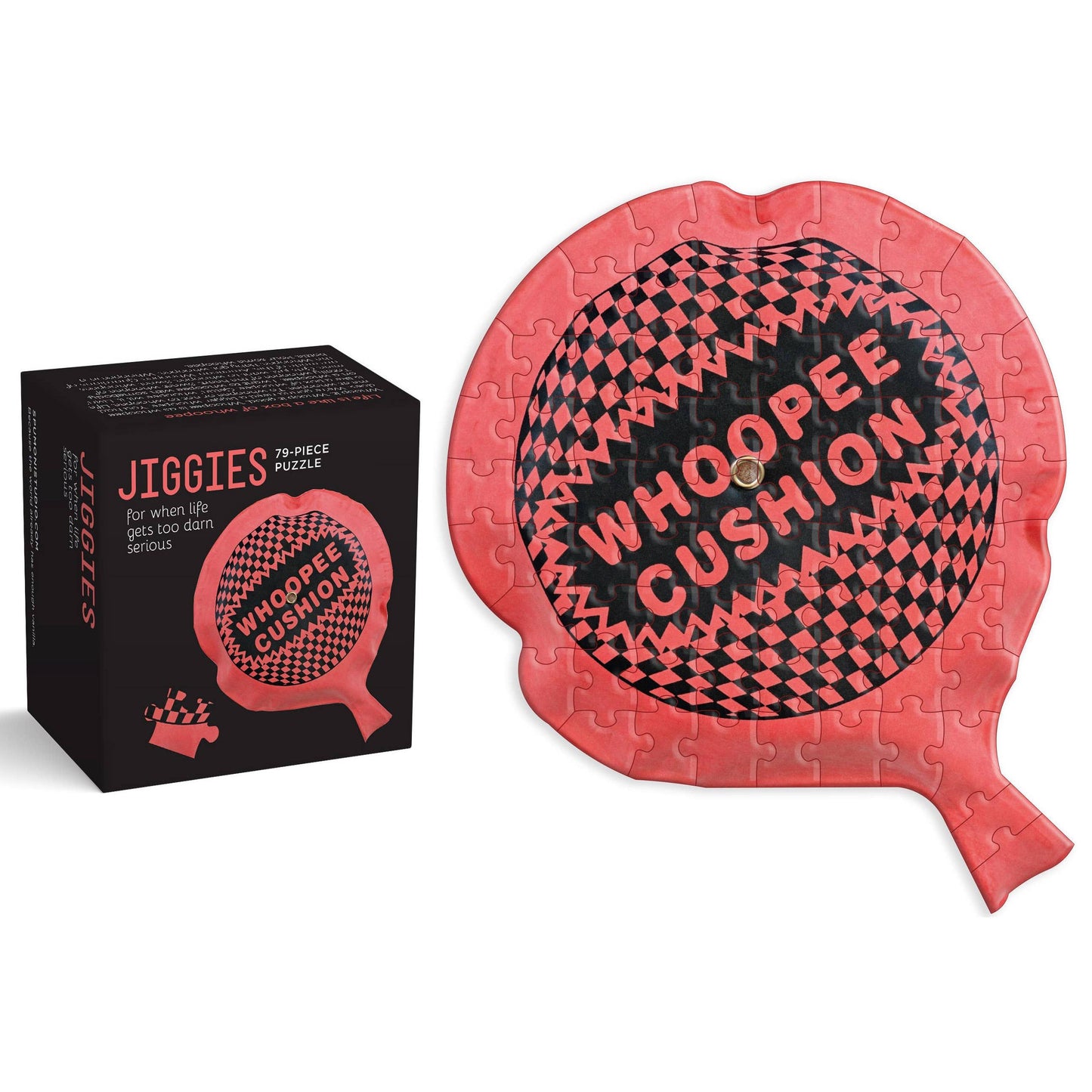 Whoopee Cushion Jiggie Puzzle | Funny Small Jigsaw Puzzle in Gift Box | Gag Gift, White Elephant Gift, Stocking Stuffer | 79 Pieces