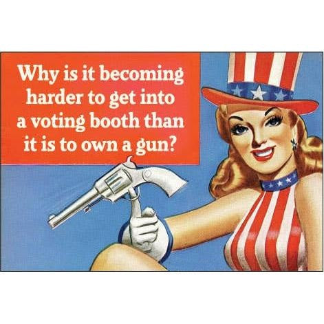 Why Is It Harder to Get Into a Voting Booth Than to Own a Gun Funny Magnet | Political Novelty Fridge Magnet-Ephemera-The Bullish Store