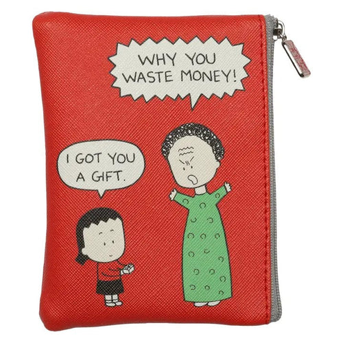 Why You Waste Money Coin Bag in Red | Recycled Material Coin Purse Wallet | 3.5" x 5"