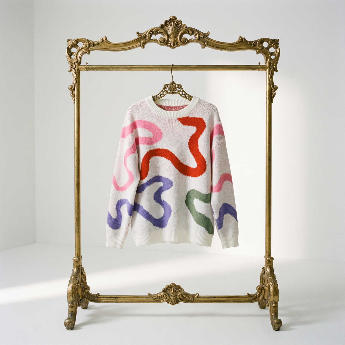 Wild '80s Multi Color Swirl Sweater | Women’s Novelty Knitwear with Bold Intarsia Design [SM–XL]