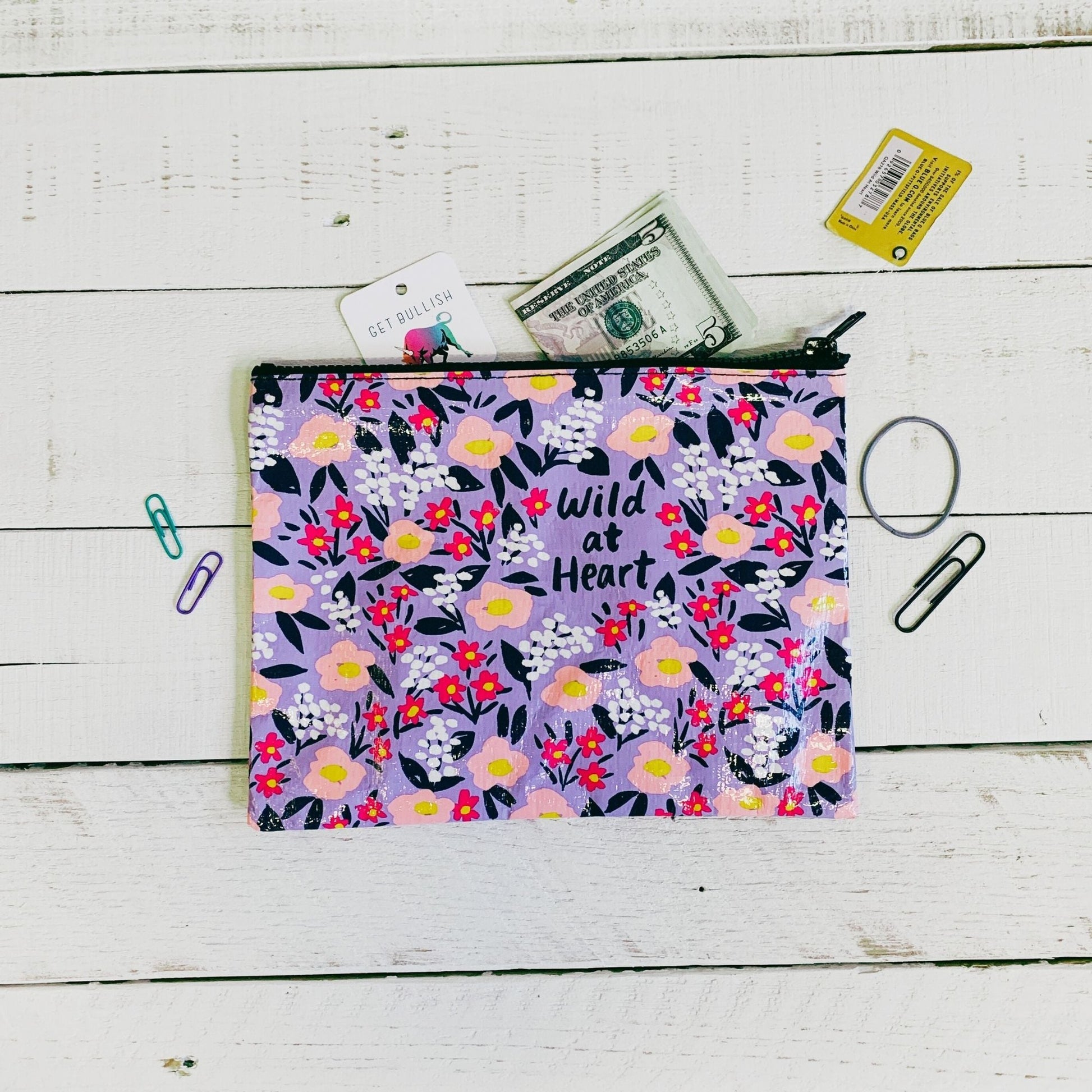 Wild At Heart Floral Recycled Material Zipper Pouch