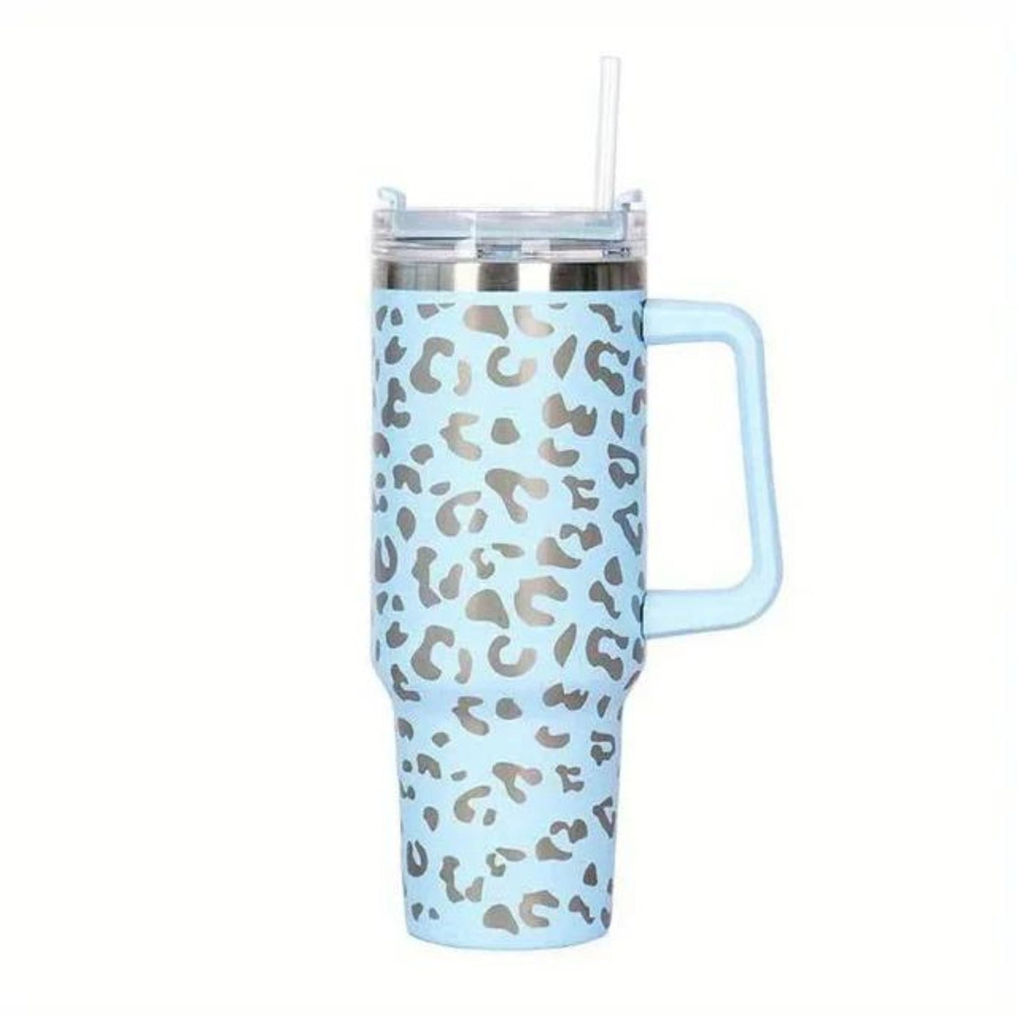 Wild Cheetah Print 40 oz Stainless Steel Insulated Handle Tumbler | XL Size with Straw