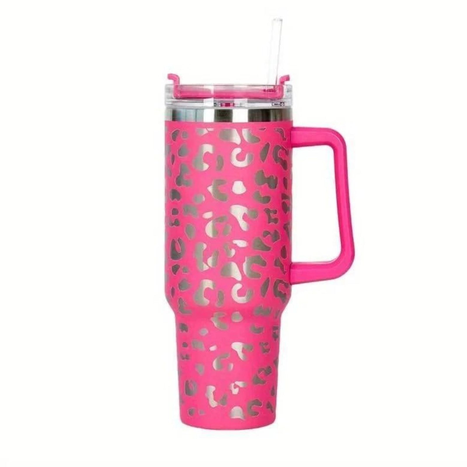 Wild Cheetah Print 40 oz Stainless Steel Insulated Handle Tumbler | XL Size with Straw