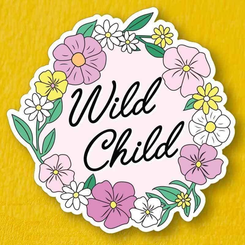 Wild Child Die Cut Vinyl Sticker | Decorative Floral Decal