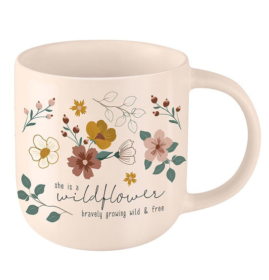 Wild & Free Stoneware Mug in Pale Peach | Coffee Tea Cup | 18oz