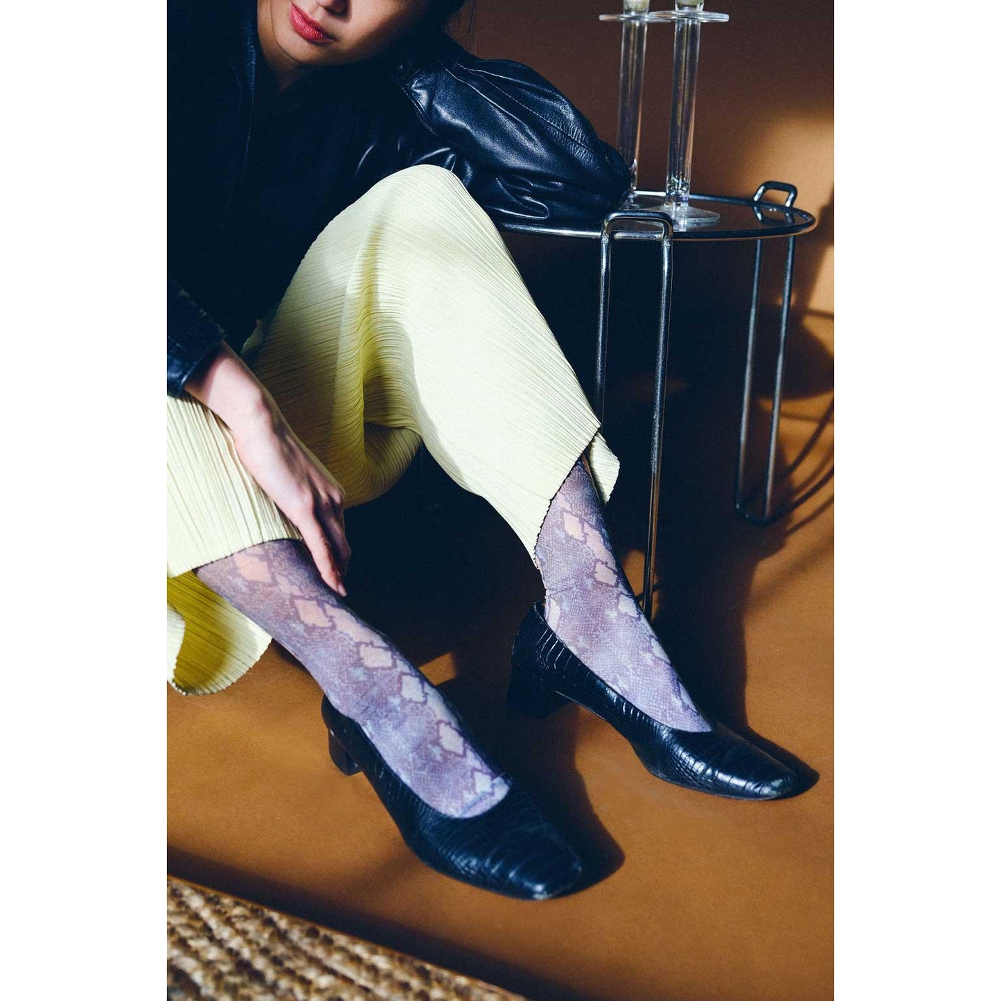 Wild Snakeskin Crew Socks Orange | Retro Snakeskin Print Socks Women 7 to 10