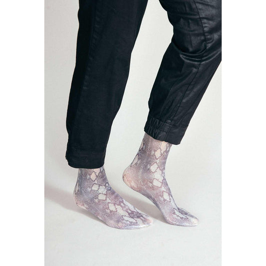 Wild Snakeskin Crew Socks Orange | Retro Snakeskin Print Socks Women 7 to 10